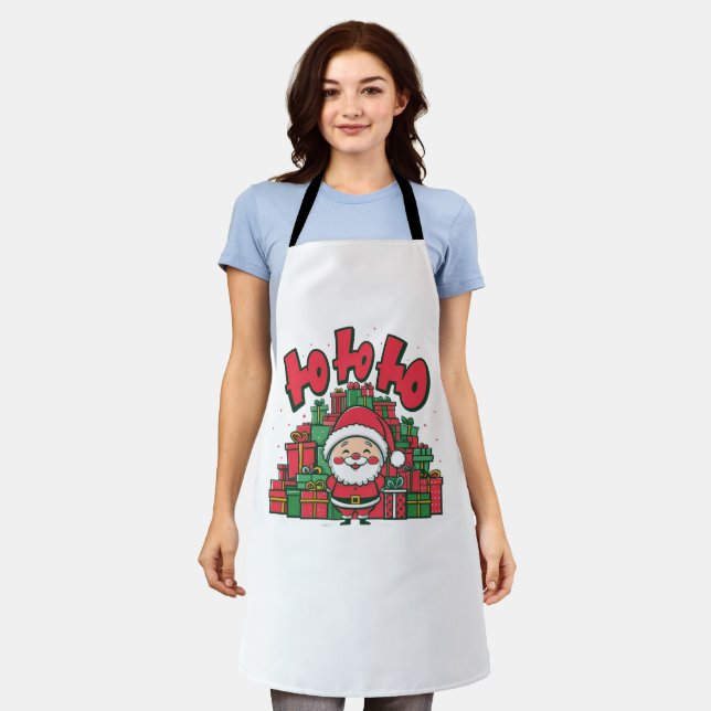Tablier Joyeux Père Noël de dessin animé Noël (Porté)