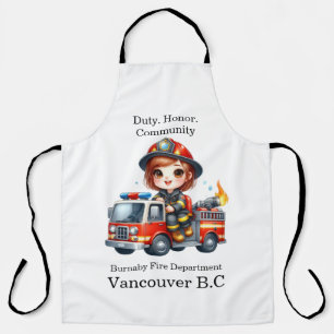 Tablier Joyeux pompier conduit camion rouge