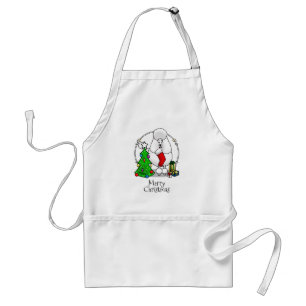 Tablier Joyeux sapin de Noël 2 caniche (blanc) chien migno