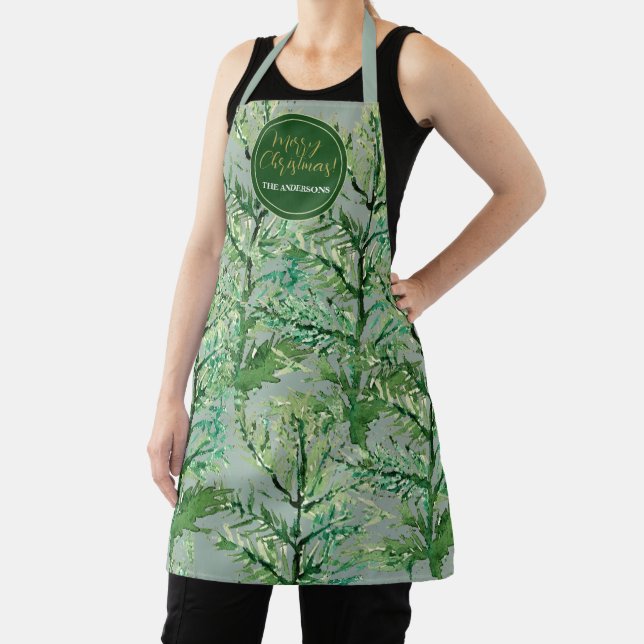 Tablier Joyeux sapin vert de Noël personnalisé (Insitu)