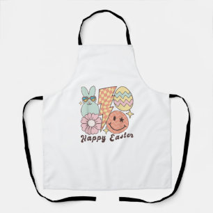 Tablier Joyeux Sourire de Pâques Face Rétro Hippie Lapin L