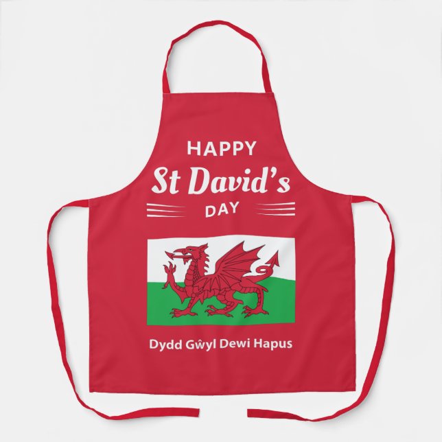 Tablier Joyeux St David's Day Dydd Gala Gallois Dewi Hapus (Recto)