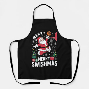 Tablier Joyeux Swishmas Noël Santa Jouant au Basketball