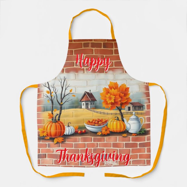 Tablier Joyeux Thanksgiving Moderne Belle Automne (Recto)