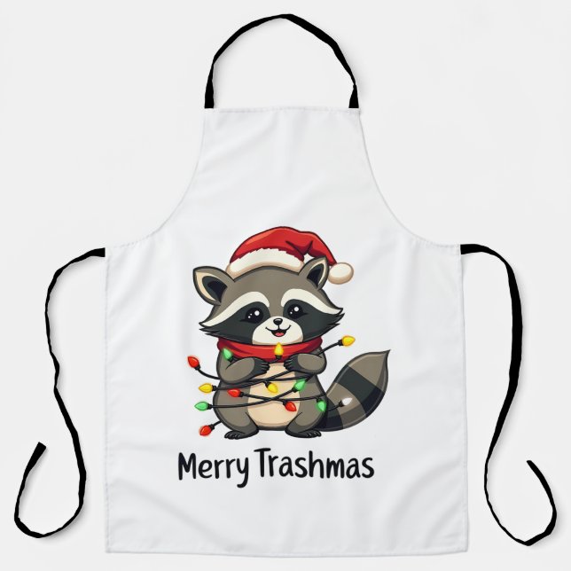 Tablier Joyeux Trashmas Funny Raccoon Noël (Recto)