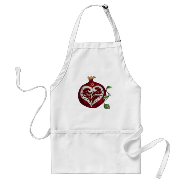 Tablier Judaica Pomegranate Heart Hanoukka Rosh Hashanah (Devant)