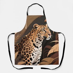 Tablier Jungle faunique léopard majestueux