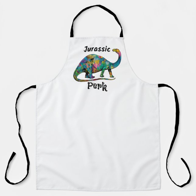 Tablier Jurassic Perk Colorful Dinosaur White (Recto)