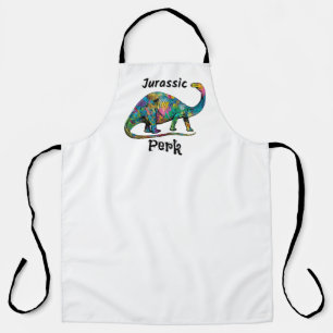 Tablier Jurassic Perk Dinosaure Coloré Blanc