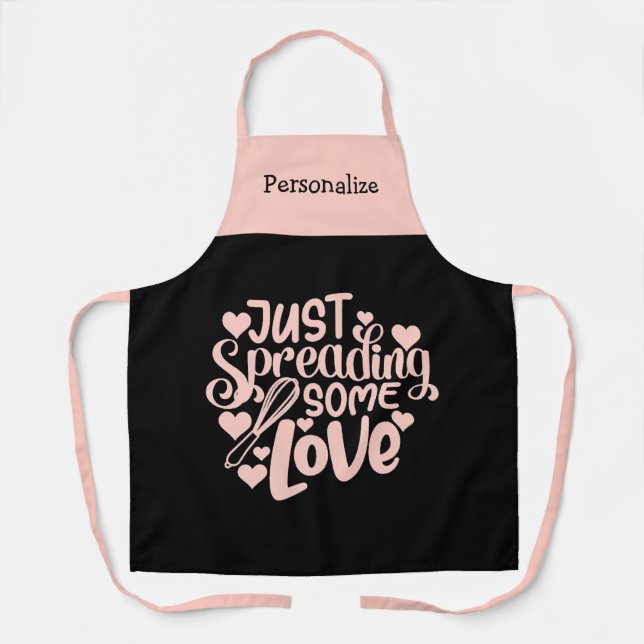 Tablier Juste Diffuser Un Citation D'Amour Cuisine Rose No (Recto)
