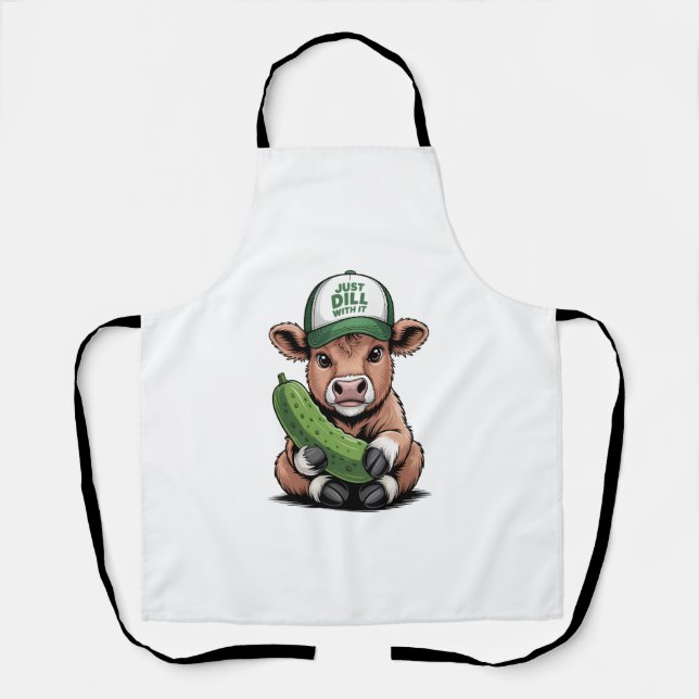 Tablier Juste Dill avec Cow PNG, Pickle Drôle (Recto)