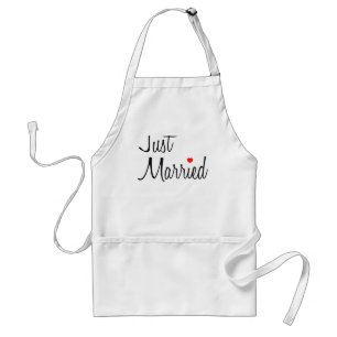 Tablier Juste marié (manuscrit avec le coeur rouge)