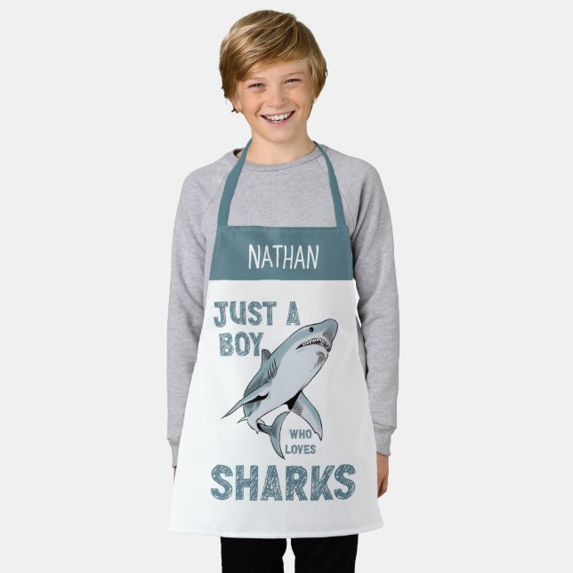 Tablier Juste un garçon qui aime Sharks Shark Lover (Porté)