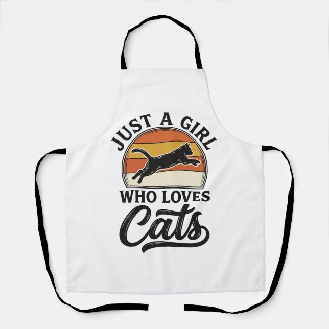Tablier Juste une fille qui aime les chats Design de chat  (Recto)