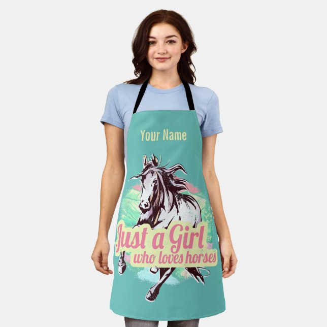 Tablier Juste Une Fille Qui Aime Les Chevaux Aquarelle Vin (Porté)