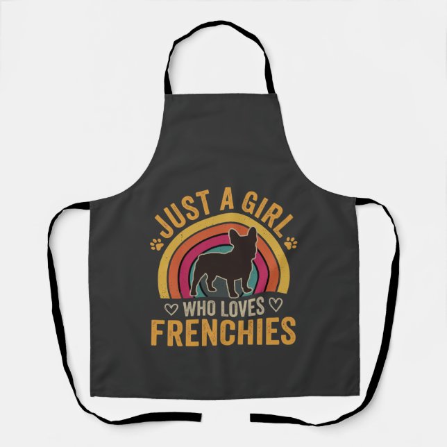 Tablier Juste une fille qui aime les Frenchies Rétro Chien (Recto)