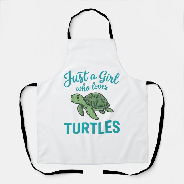 Tablier Juste une fille qui aime les tortues gravure vinta (Recto)
