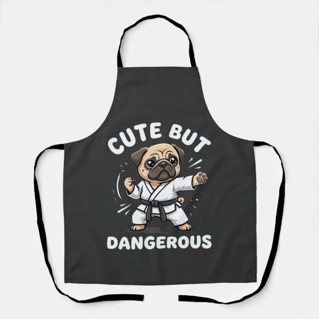 Tablier Karateka Pug Chien Mignon Mais Dangereux (Recto)