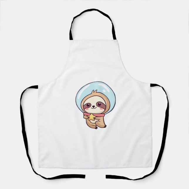 Tablier Kawaii Chibi Paresseux Astronaute – Mignon Espace  (Recto)