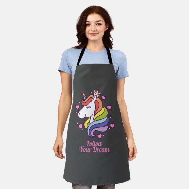 Tablier Kawaii Colorful Rainbow Unicorn Dreams (Porté)