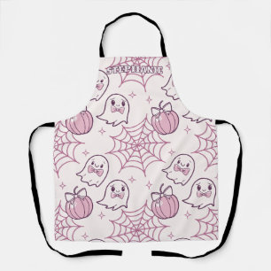 Tablier Kawaii Halloween rose Fantômes et Citrouille