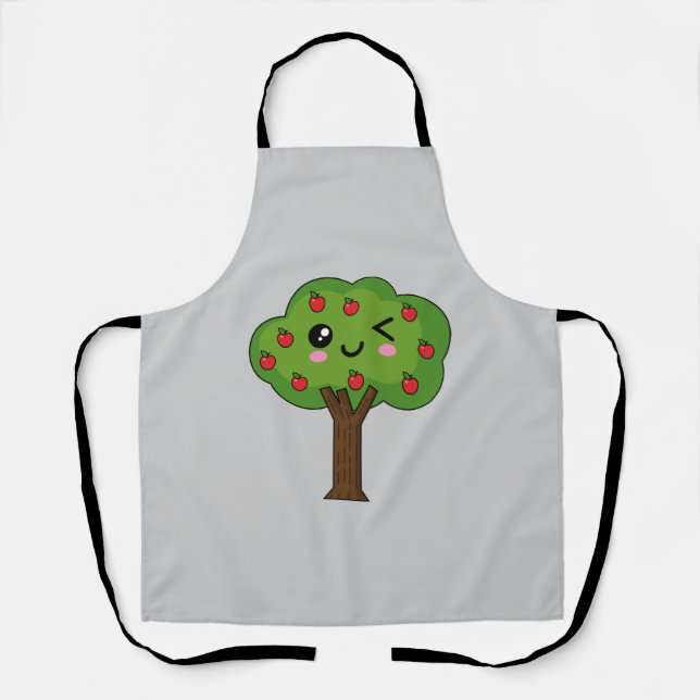 Tablier Kawaii Joyeux Pommier À Voie (Recto)