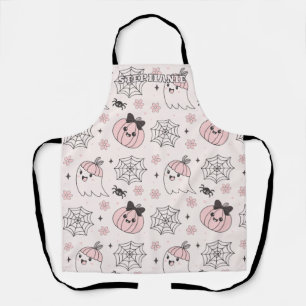 Tablier Kawaii Motif d'Halloween rose avec Ghost, Citrouil