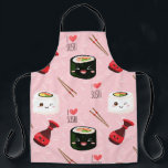 Tablier Kawaii Sushi Motif rose clair<br><div class="desc">Un design original et amusant Kawaii Sushi. Tout amateur de Sushi devrait avoir cet article. Parce que vous ne pouvez jamais avoir trop de Sushi ! Une vie amusante,  pour toujours.</div>