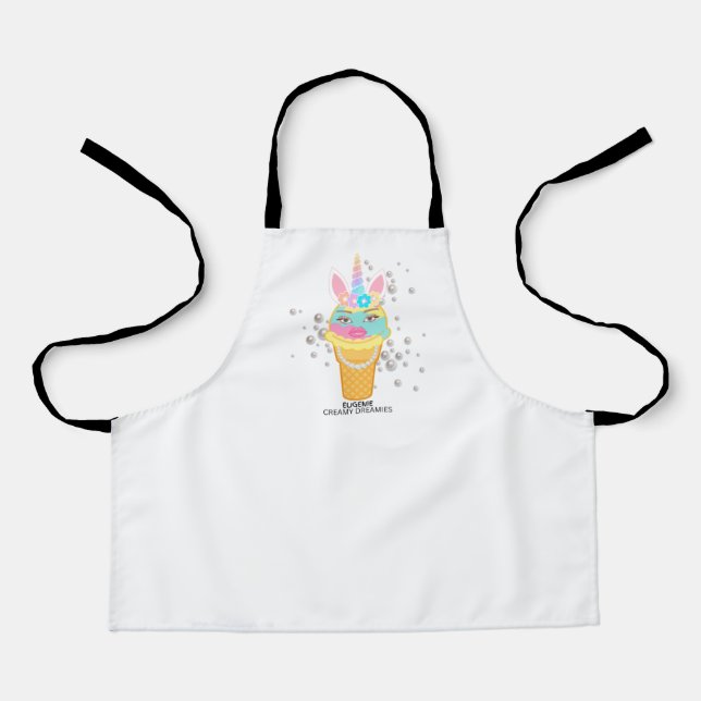 Tablier kids art apron with Eugenie Unicorn!  (Recto)