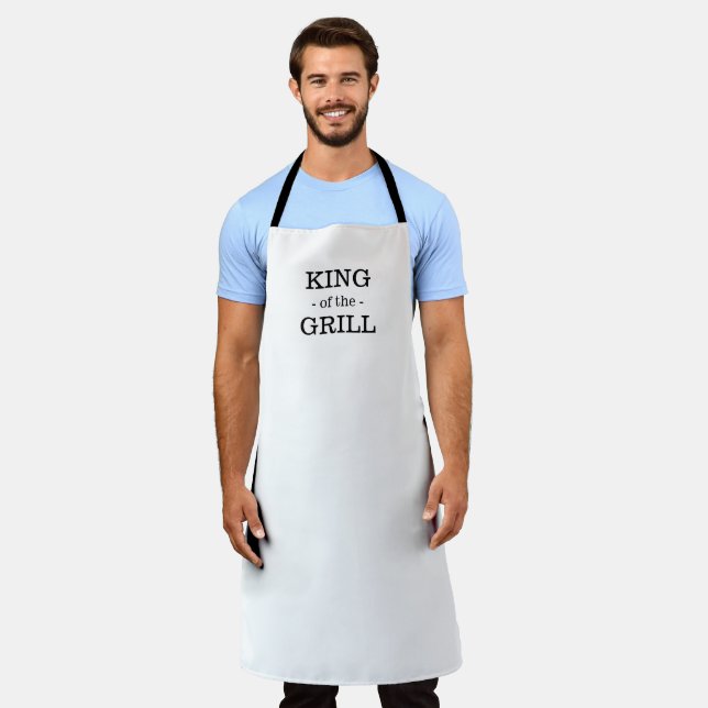 Tablier King of the Grill blanc noir texte personnalisé él (Porté)