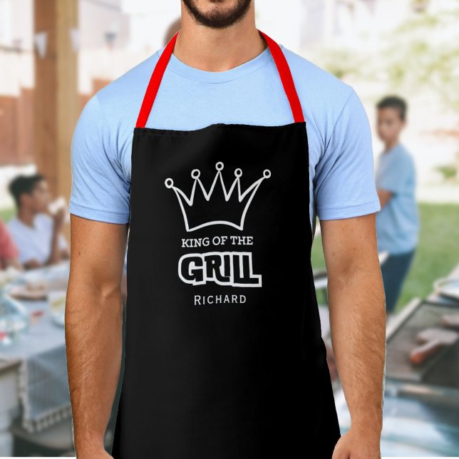 Tablier King of the Grill, drôle monogrammed couronne barb (Créateur téléchargé)