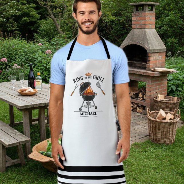 Tablier King of the Grill White Striped Apron (Créateur téléchargé)