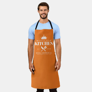 Tablier King of the Kitchen Foodie Men Personnalisé Orange
