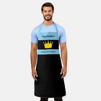 Tablier King of the kitchen name crown blue