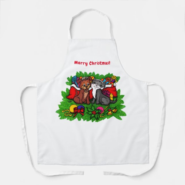 Tablier Kitty et chiot, Happy XMas (Recto)