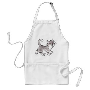 Tablier Kitty gris et blanc