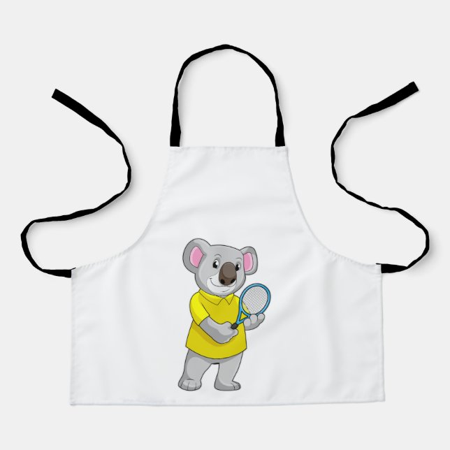 Tablier Koala à Tennis avec raquette de tennis (Recto)