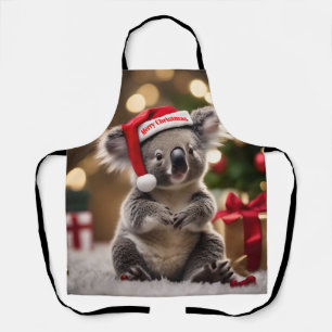Tablier Koala Oear Portant Le Chapeau Du Père Noël,