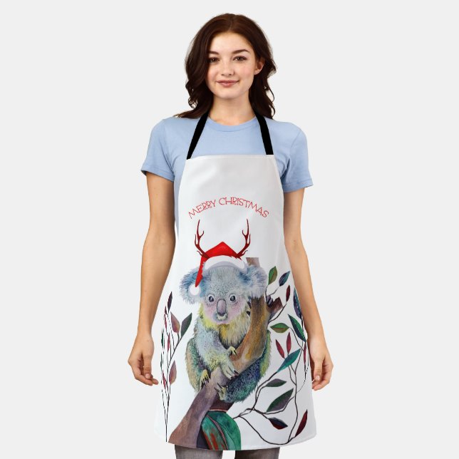 Tablier Koala Santa Australien Chapeau Rouge Vert (Porté)
