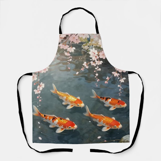 Tablier Koi Pond Cherry Blossom Serenity (Recto)