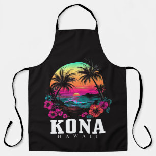 Tablier Kona Hawaï Fleurs d'Hibiscus Hawaïen Surfeur