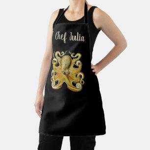 Tablier Kraken vintage, Pieuvre Gamochonia, Ernst Haeckel