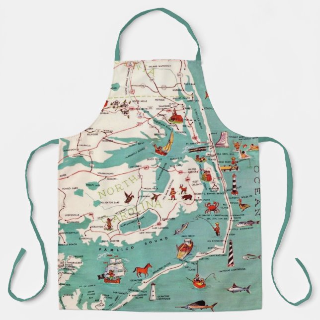 Tablier La carte illustrée de Outer Banks  (Recto)