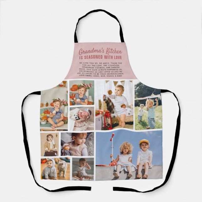 Tablier La cuisine de grand-mère | Collage photo couleur b (Recto)