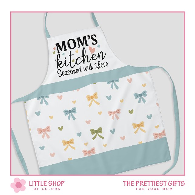 Tablier La cuisine de maman assaisonnée avec amour Bows Co (Créateur téléchargé)