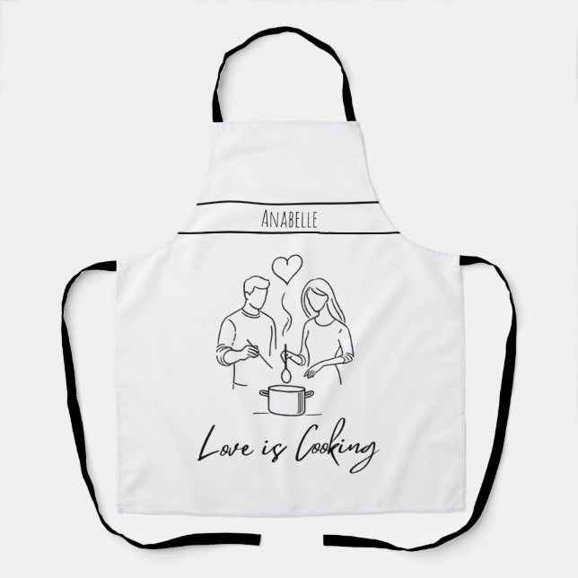 Tablier La cuisine romantique moderne est amour (Recto)