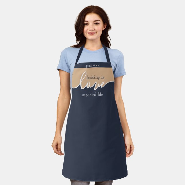 Tablier La cuisson est l'Amour rendu Comestible NAVY TAN É (Porté)