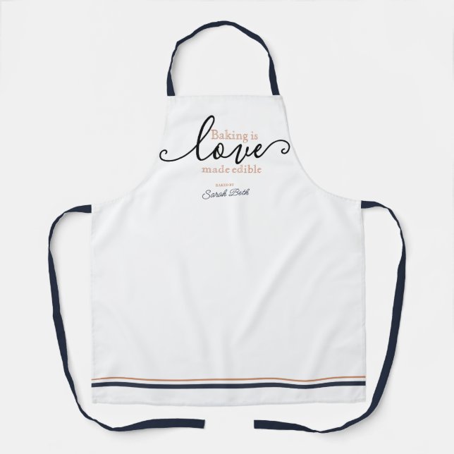 Tablier La cuisson moderne est Love Script on White Classy (Recto)