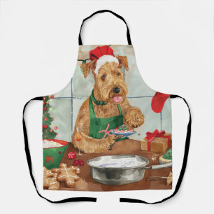 Tablier La fête de Noël du Terrier Airedale : une pâtisser