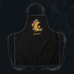 Tablier La magique fée de la lune de nuit fleurie. Fleur m<br><div class="desc">Magic fée florale nuit lune Apron avec des fleurs mystiques sur arrière - plan noir.</div>